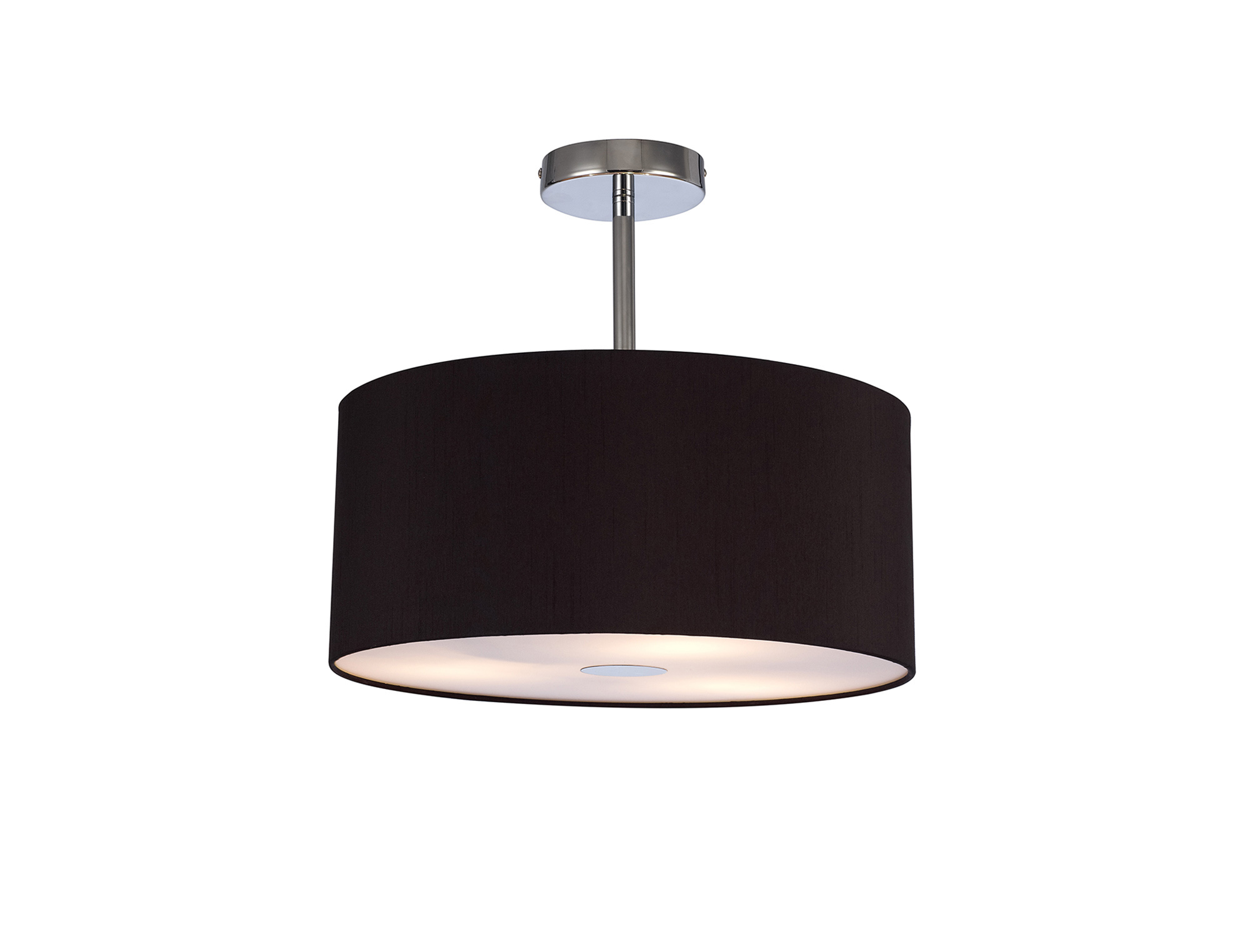 Baymont 40cm Semi Flush 3 Light Polished Chrome, Midnight Black/Green Olive, Frosted Diffuser
